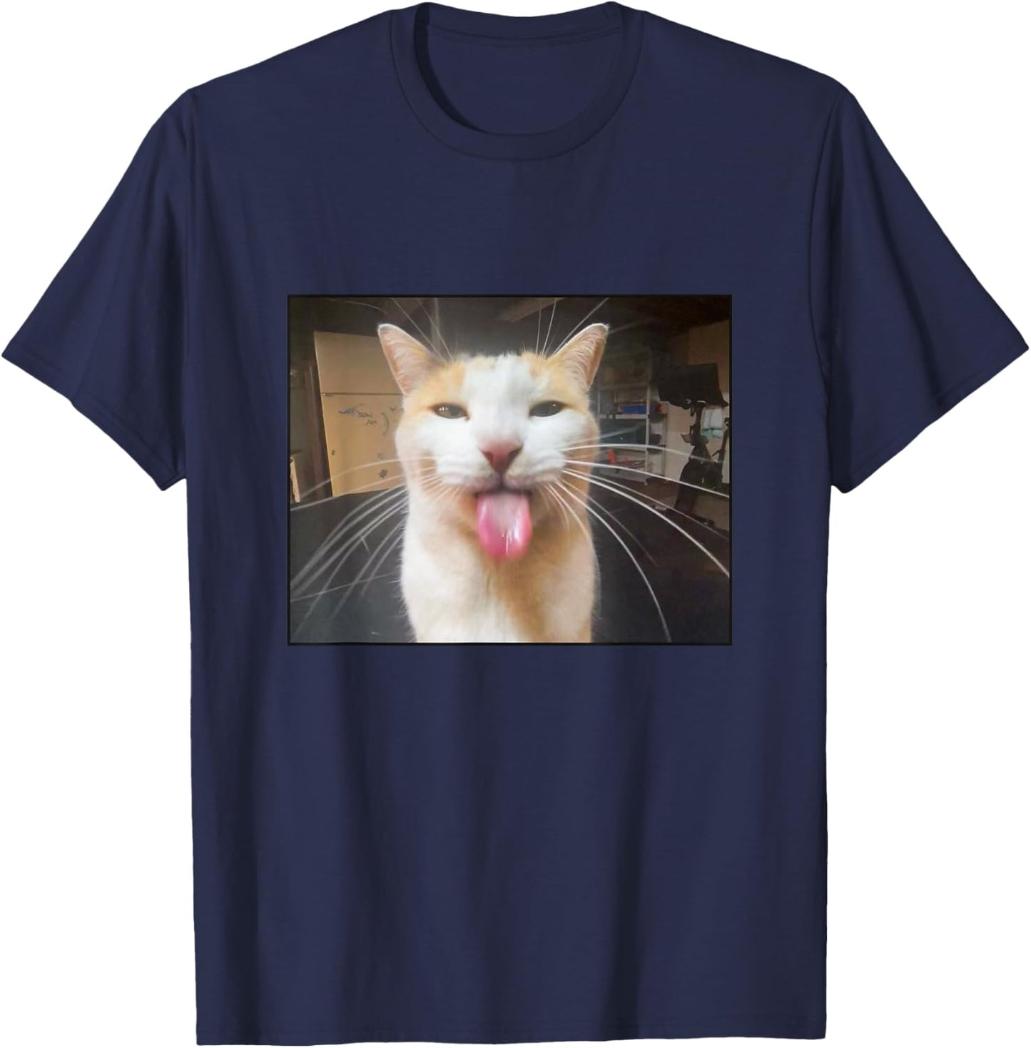 Silly Bleh Cat Meme T-Shirt - T-Shirt | Navy