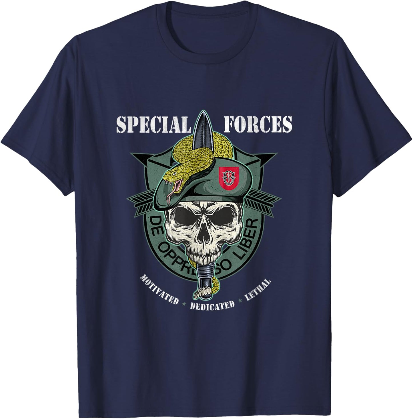 7th Special Forces Group De Oppresso Liber Military Veteran T-Shirt - T-Shirt | Navy