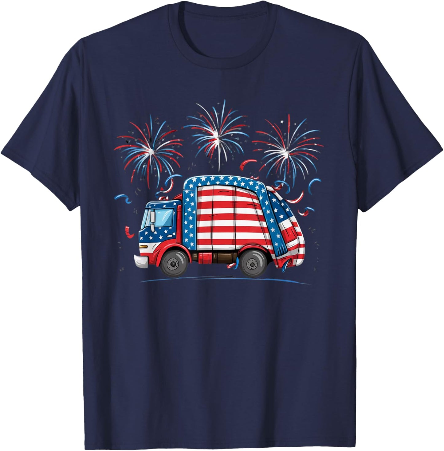 Funny Garbage Truck veterans day Usa Flag Boys Girls Kids T-Shirt - T-Shirt | Navy