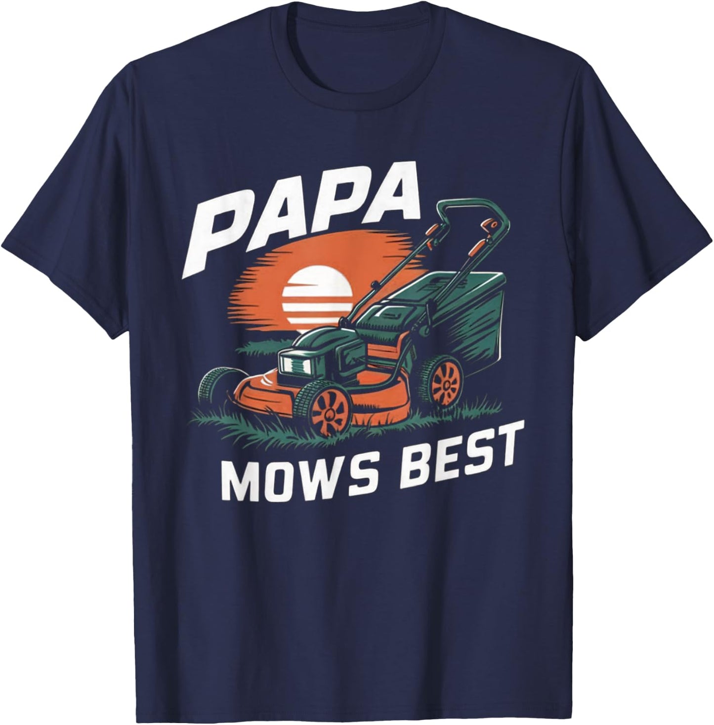 Papa Mows Best Funny Lawn Mower Dad Grandpa T-Shirt - T-Shirt | Navy