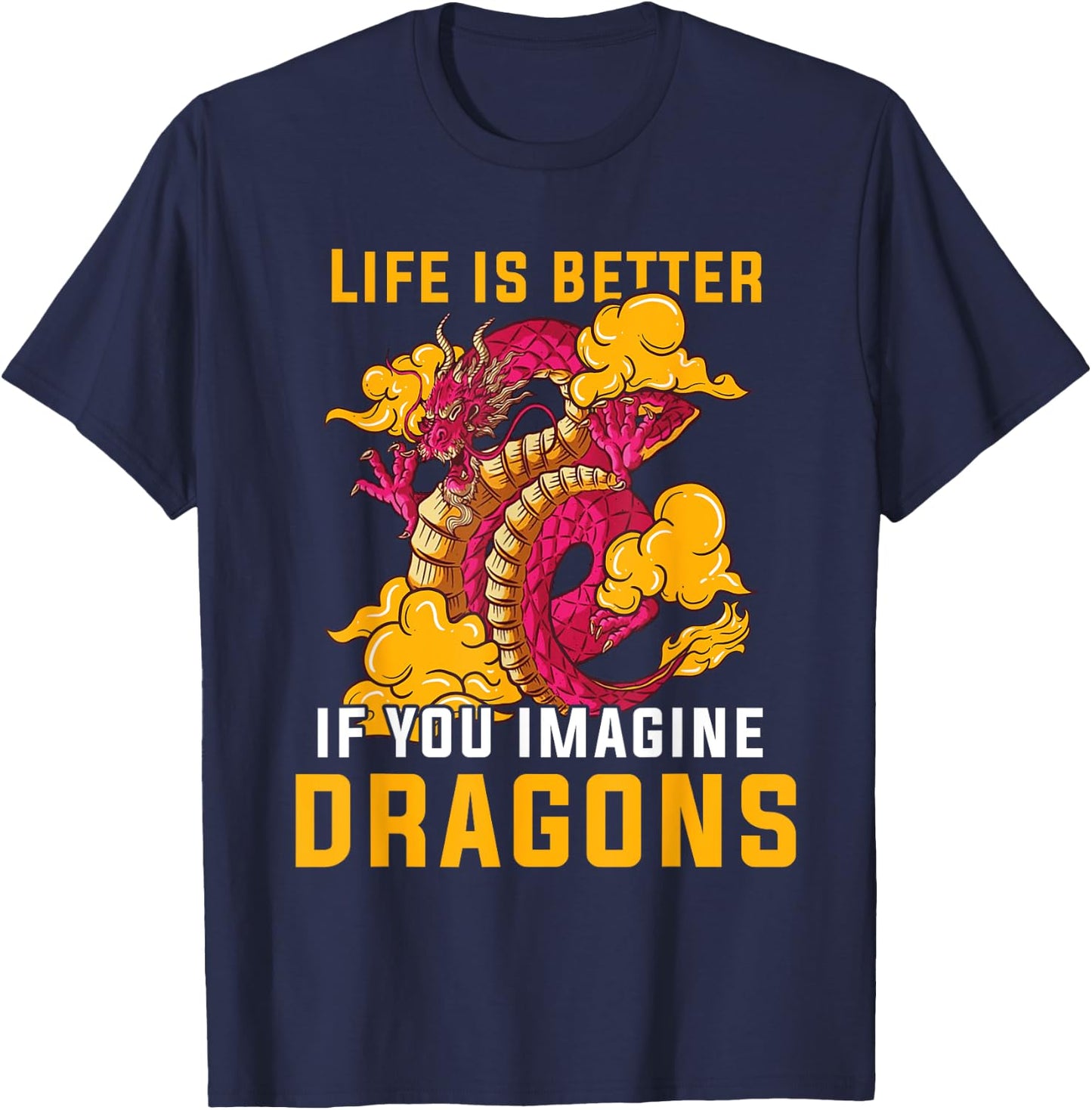 Dragon Creature Fire Fantasy Creature Magic Japanese T-Shirt - T-Shirt | Navy