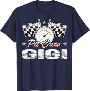 Pit Crew Gigi Race Car Birthday Racing Car Family T-Shirt - T-Shirt | Navy