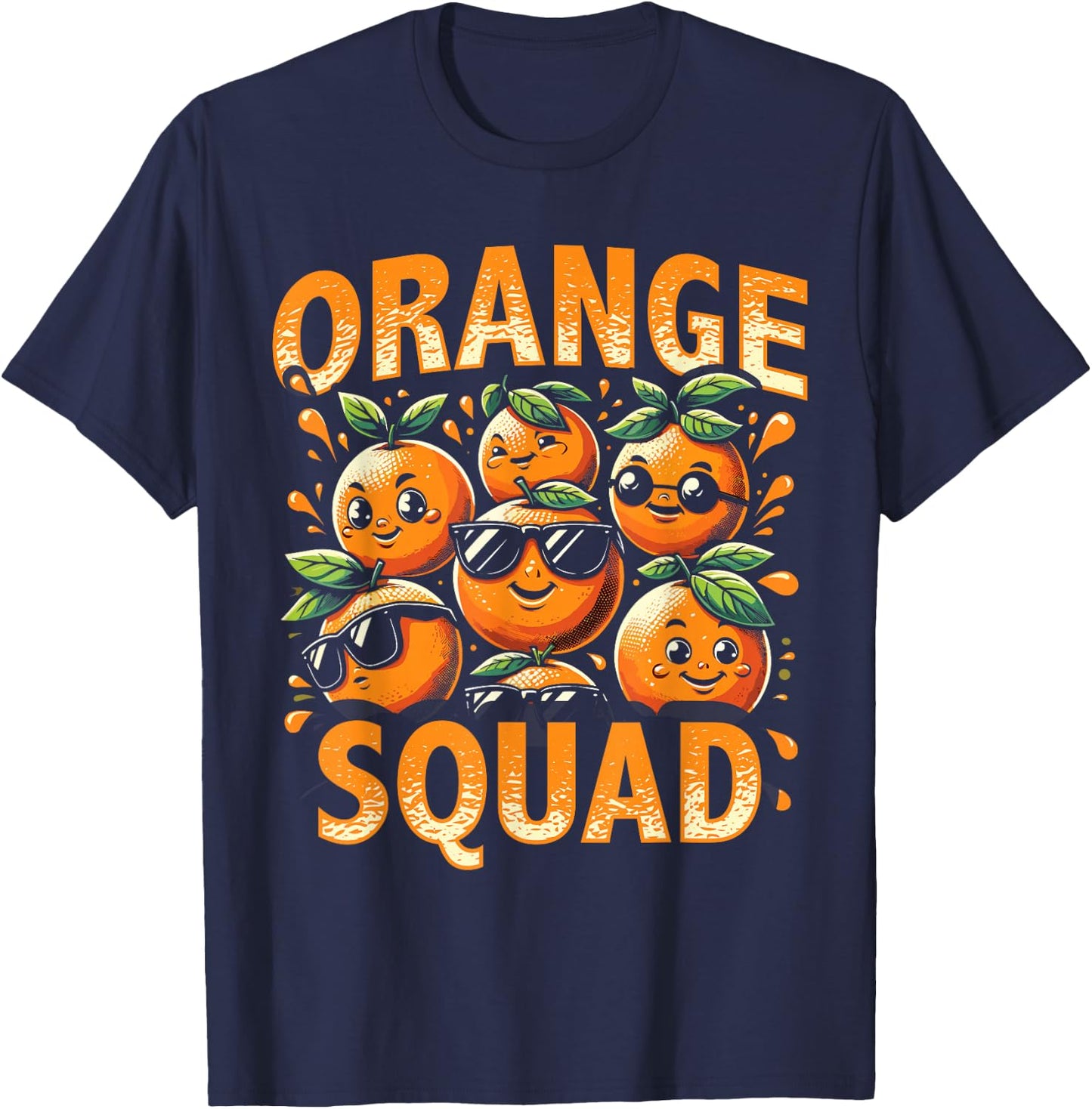 Summer Citrus Fruit Orange Squad T-Shirt - T-Shirt | Navy