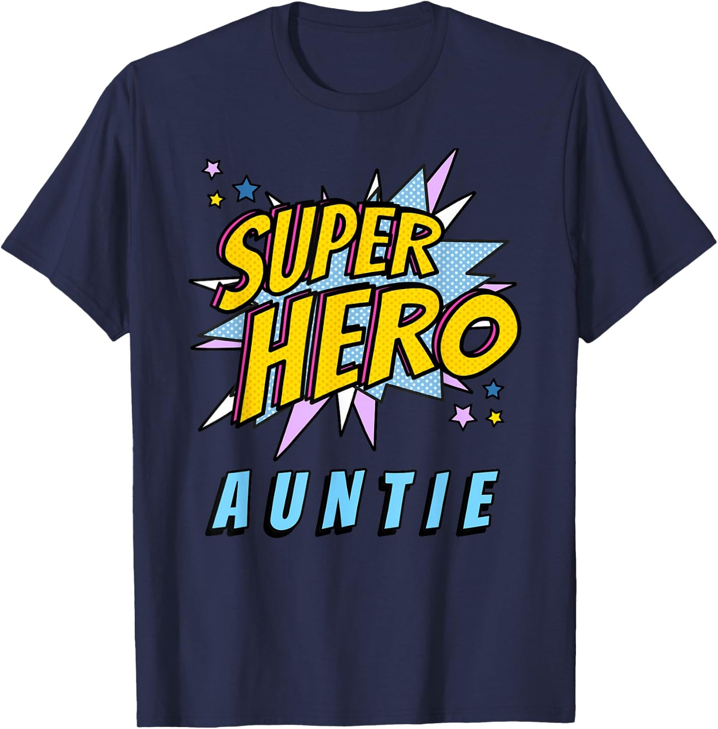 Pop Art Aunt Gifts & Super Hero Auntie T-Shirt - T-Shirt | Navy