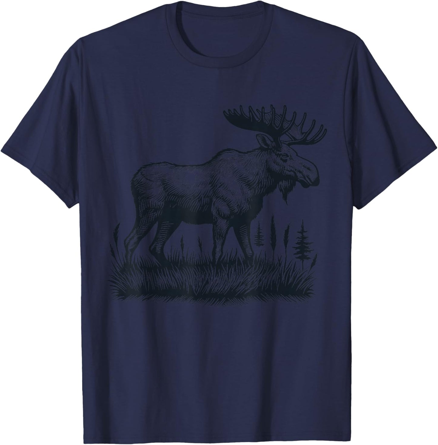 Moose Vintage Animal Moose T-Shirt - T-Shirt | Navy