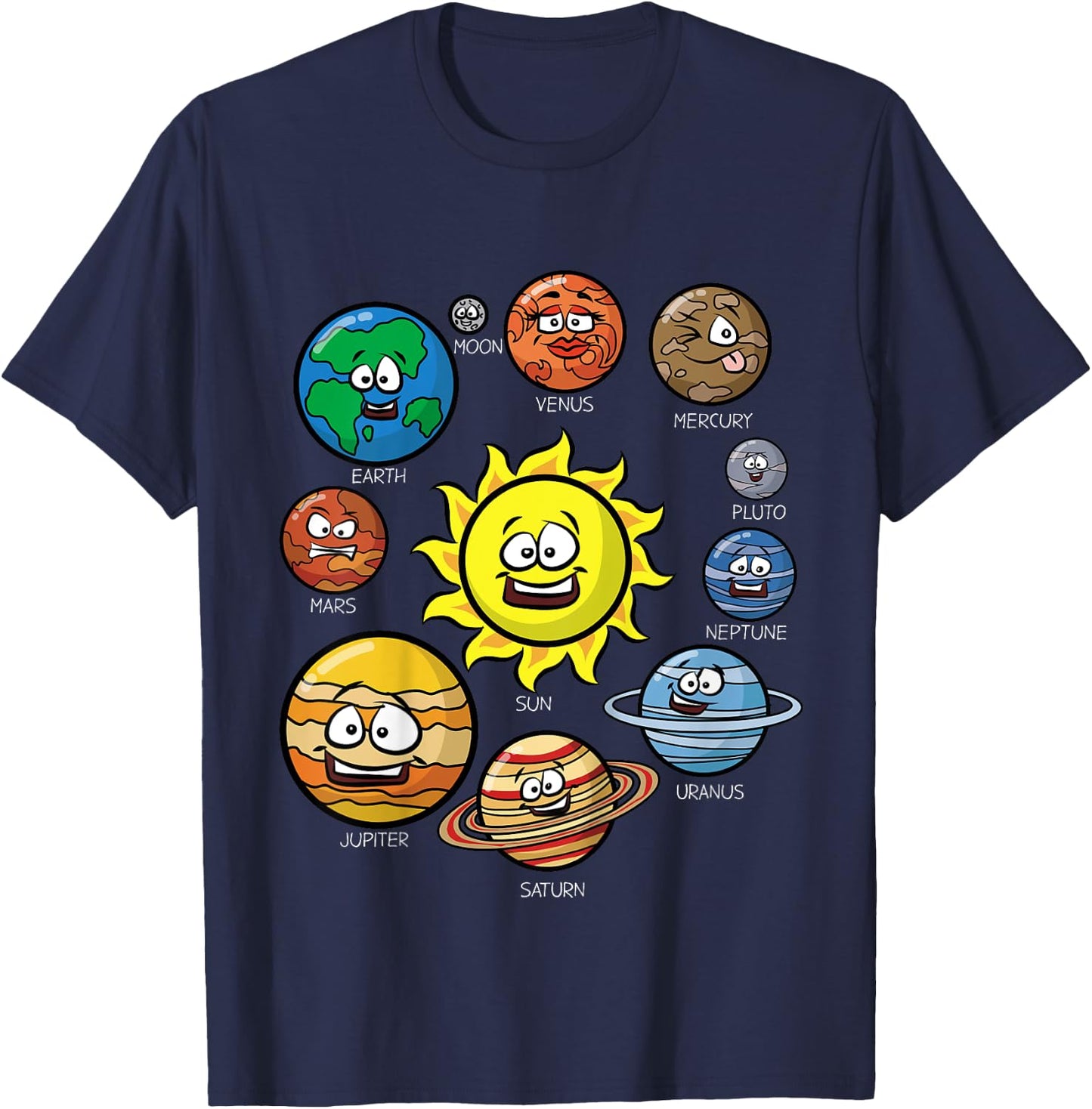 Kids Planet Gift- Mars Pluto Jupiter Saturn Solar System T-Shirt - T-Shirt | Navy