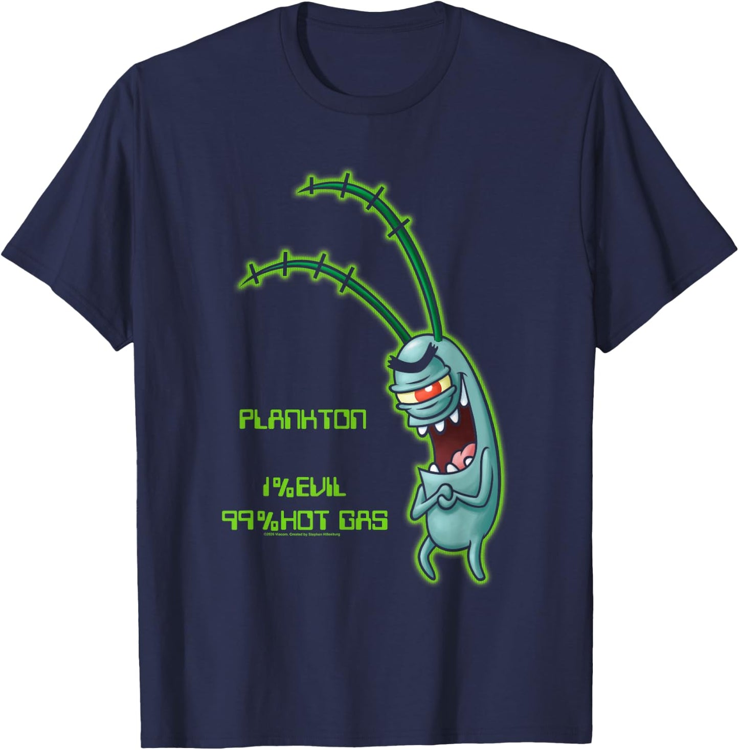 Spongebob Squarepants Plankton Evil Hot Gas Funny Cartoon T-Shirt - T-Shirt | Navy