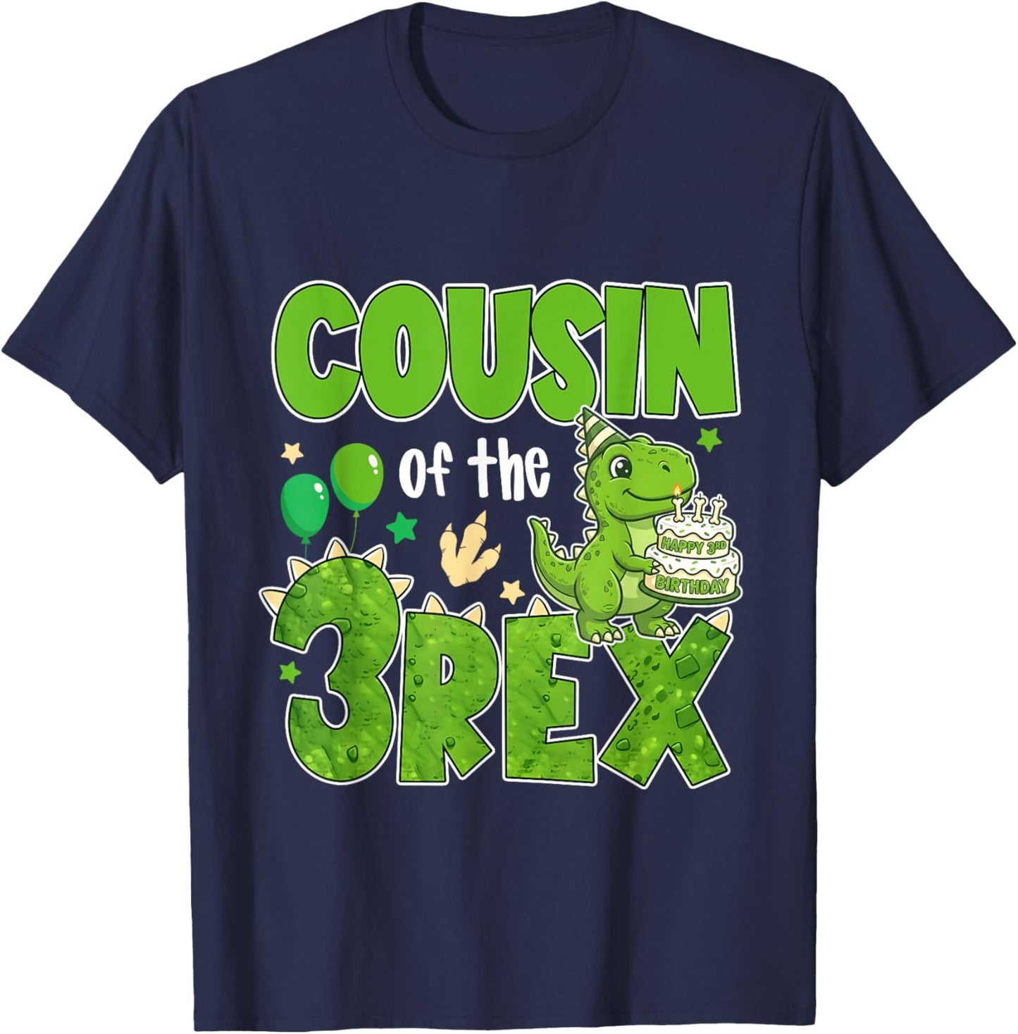 Cousin of The Three Rex Birthday Dinosaur Family Matching T-Shirt - T-Shirt | Navy