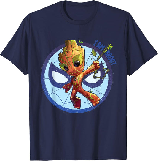 Marvel 85th Anniversary I Am Groot Spider-Man Impression T-Shirt - T-Shirt | Navy
