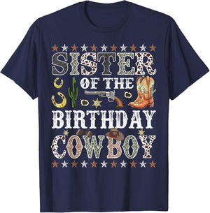 Sister Of The Birthday Cowboy Rodeo Sister T-Shirt - T-Shirt | Navy