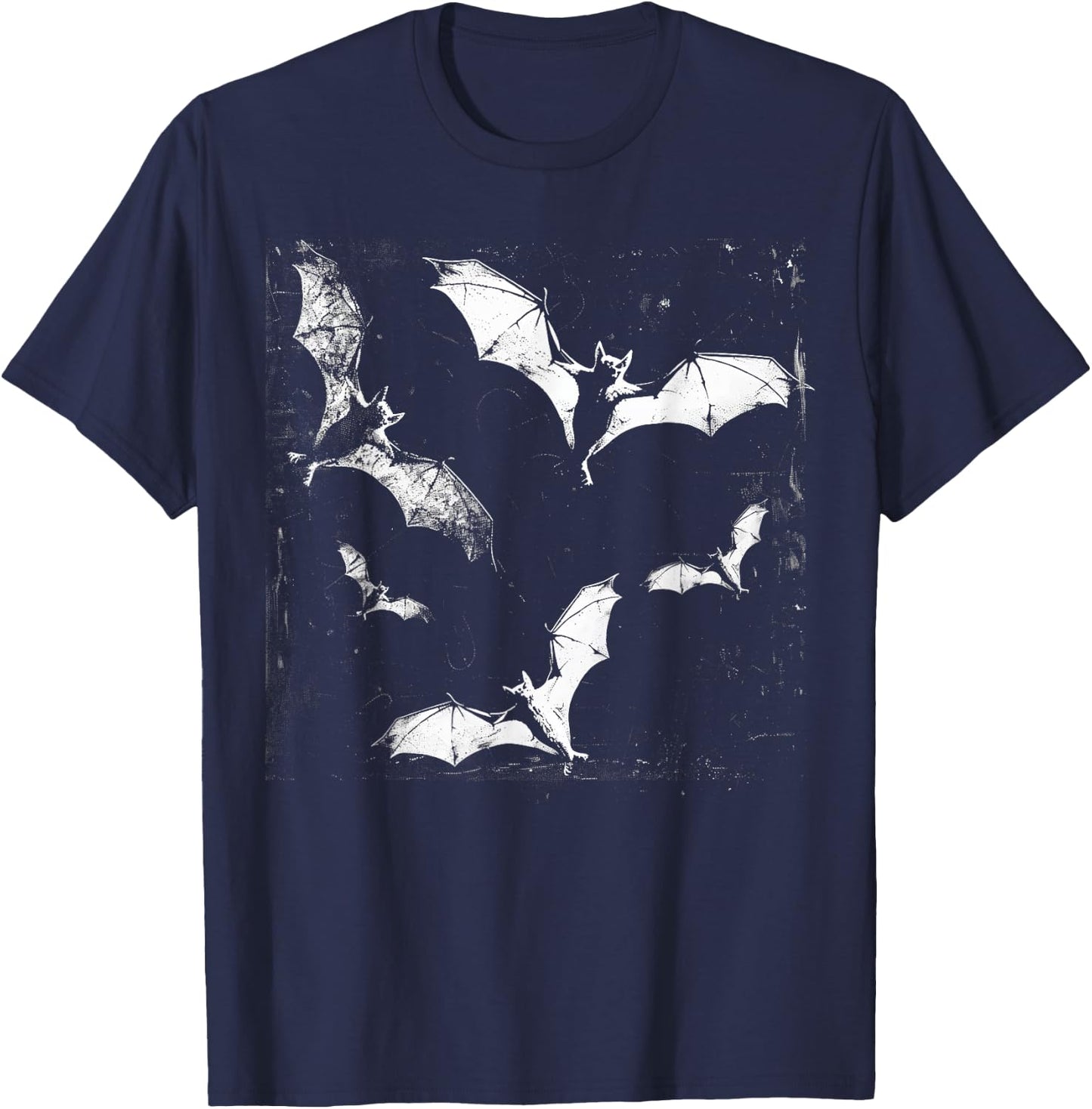 Bats Vampire Horror Spooky Art Halloween Goth Alt Aesthetic T-Shirt - T-Shirt | Navy