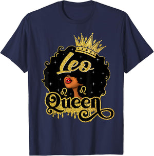Leo Queen African American Afro Women It's My Birthday T-Shirt - T-Shirt | Navy