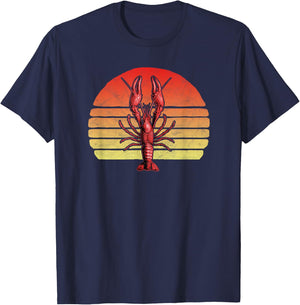 Vintage Crawdad 80s Style Graphic Louisiana Crayfish T-Shirt - T-Shirt | Navy