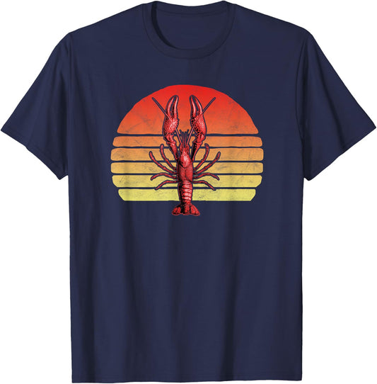 Vintage Crawdad 80s Style Graphic Louisiana Crayfish T-Shirt - T-Shirt | Navy