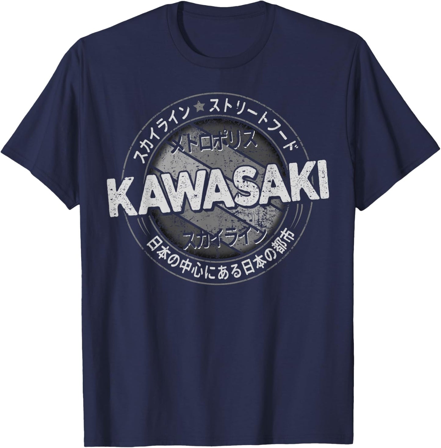Kawasaki City 90s Retro Japan Aesthetics 80s Kawasaki T-Shirt - T-Shirt | Navy
