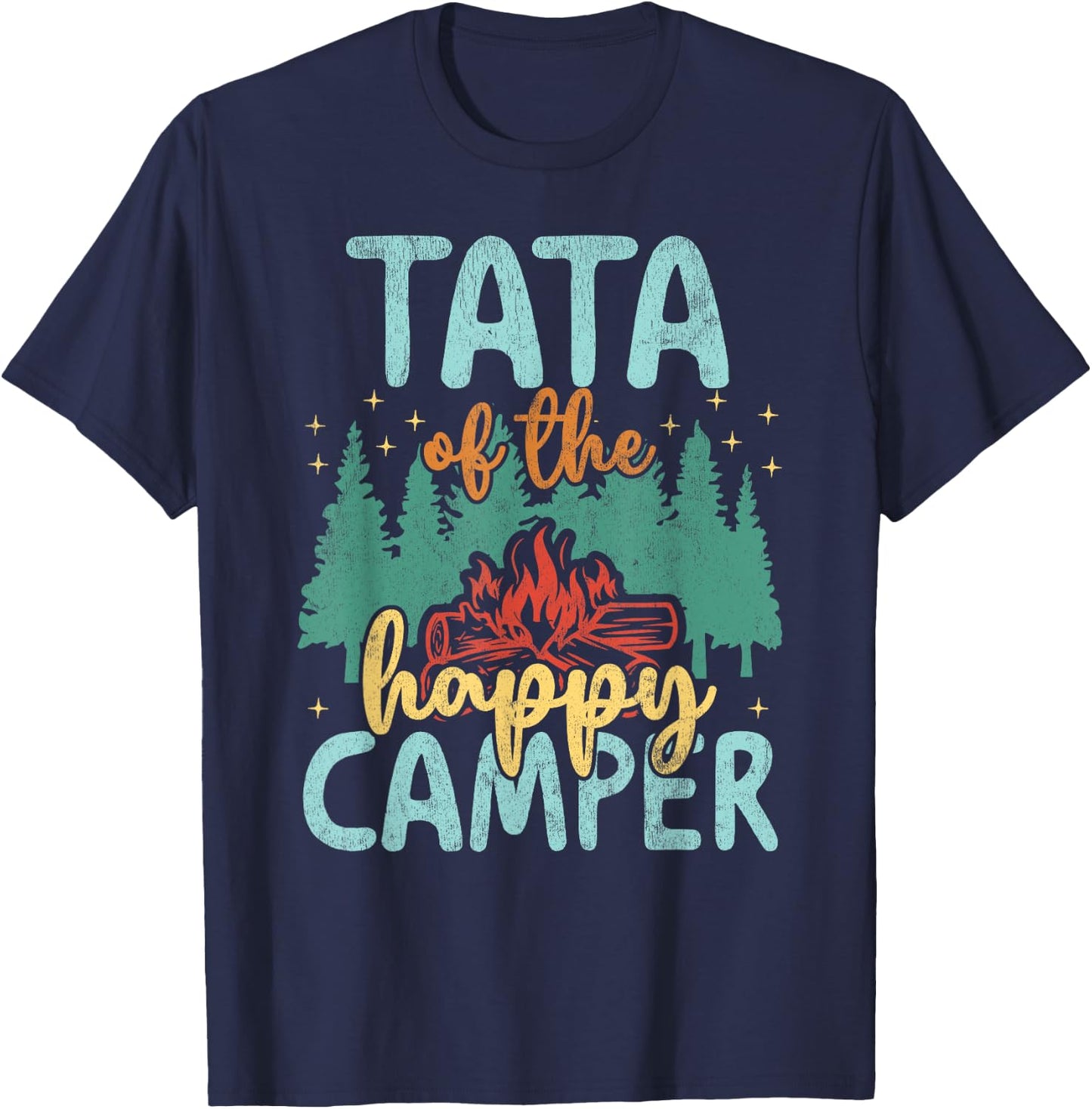 Tata of Happy Camper 1st Birthday Party Retro Tata T-Shirt - T-Shirt | Navy