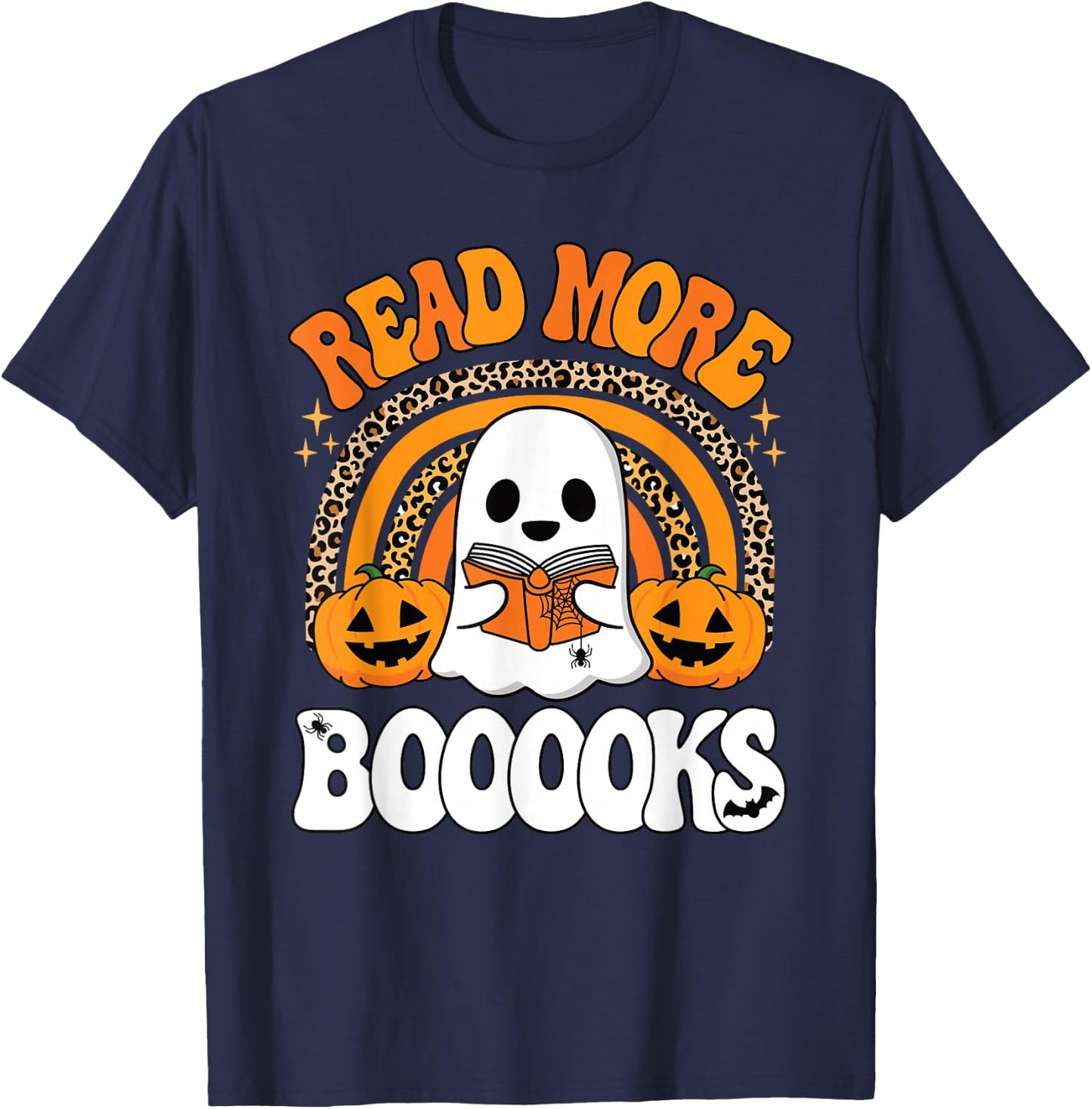 Read More Books Booooks Ghost Pumpkin Cute Teacher Halloween T-Shirt - T-Shirt | Navy