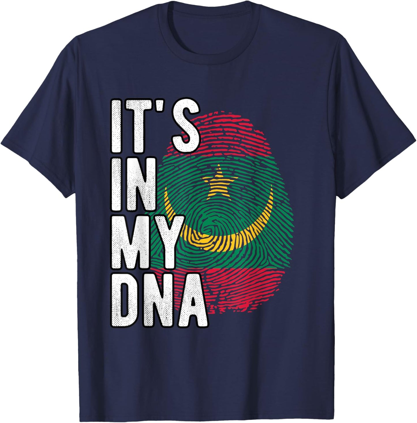 Funny it's in my DNA Mauritania flag Fingerprint T-Shirt - T-Shirt | Navy