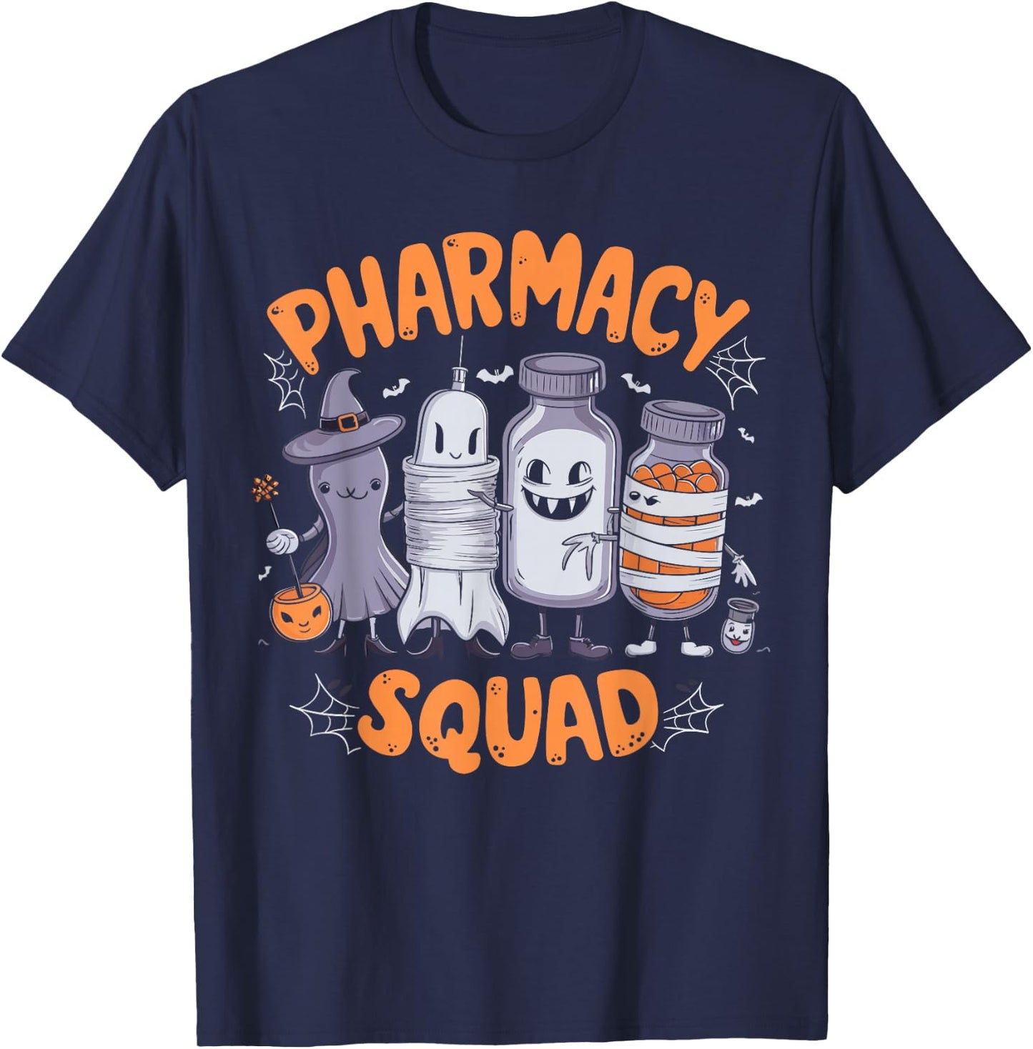 Pharmacy Squad Cute Halloween Pharmacist Techs Students Fun T-Shirt - T-Shirt | Navy