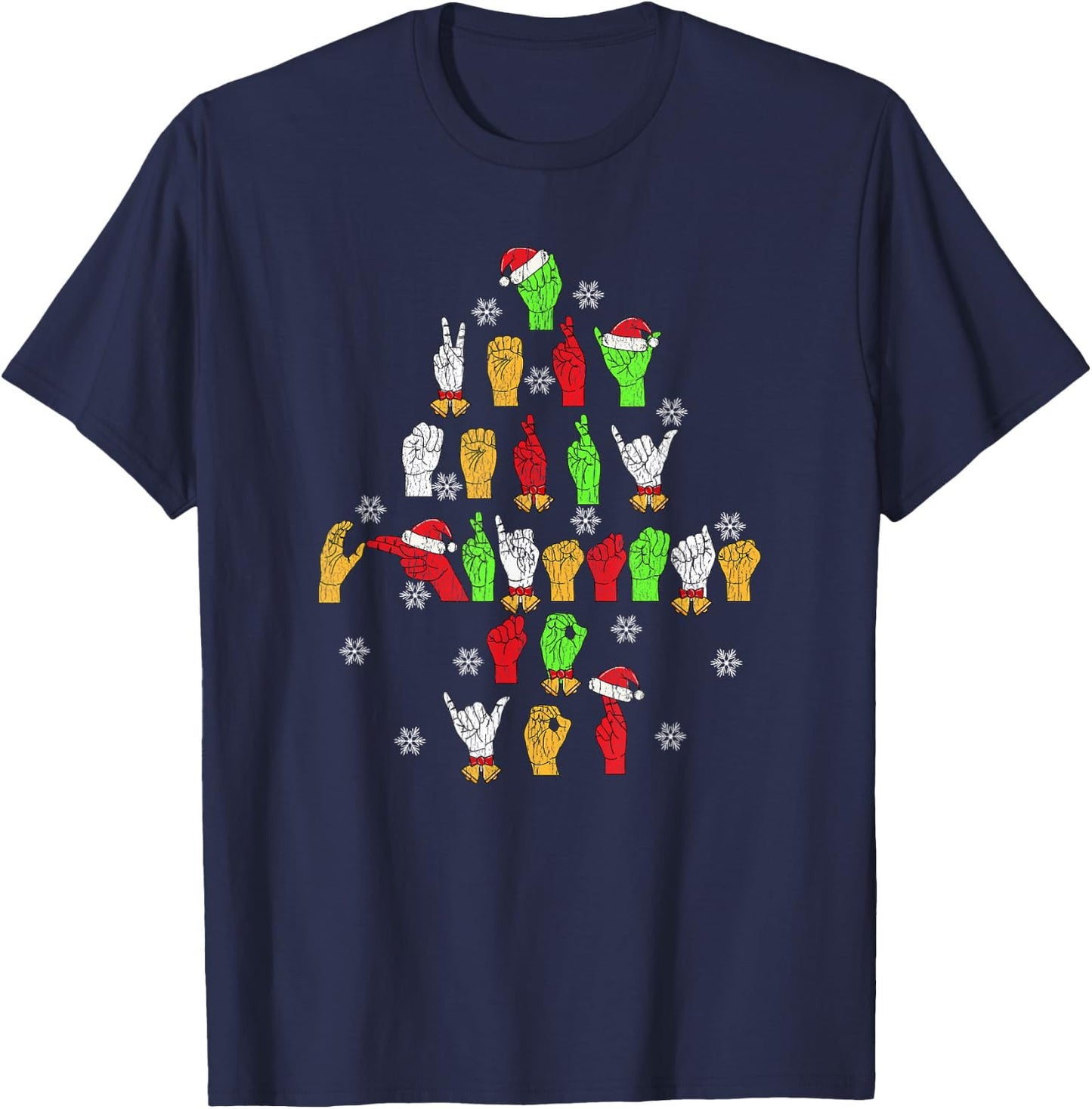 Funny Asl Christmas American Sign Language T-Shirt - T-Shirt | Navy
