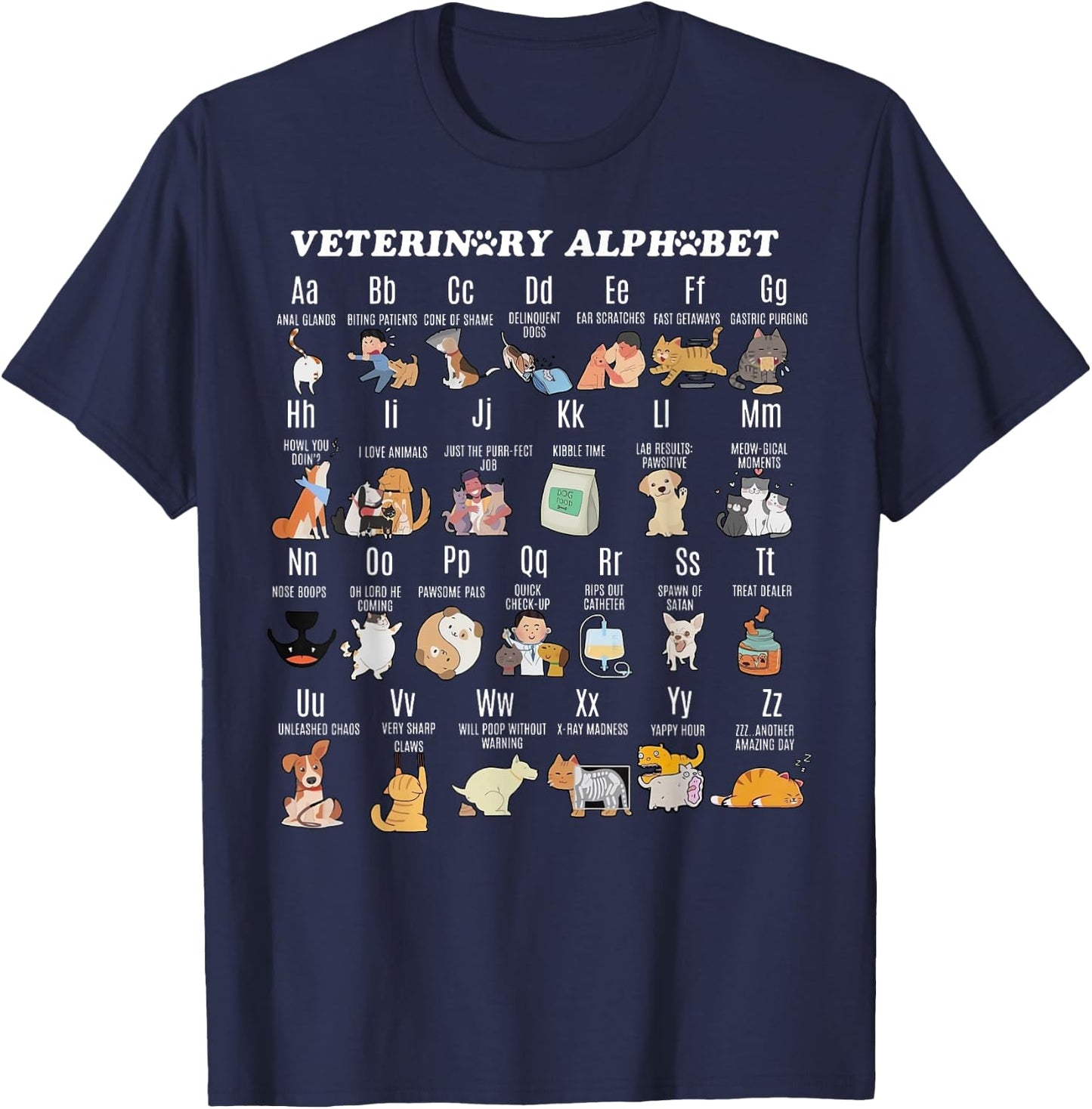 Veterinary Medicine Alphabet Vet Nurse Student School T-Shirt - T-Shirt | Navy