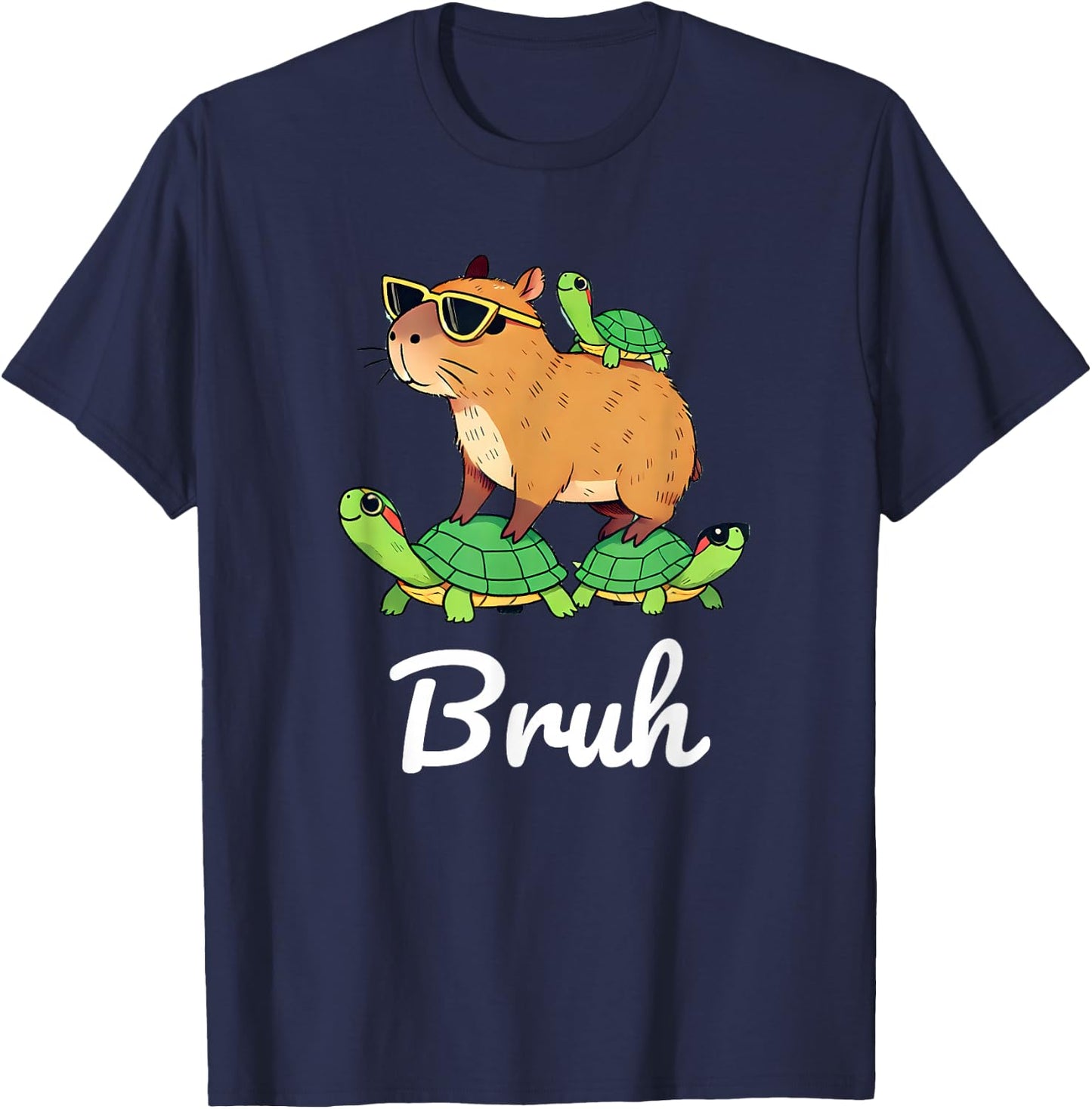 Bruh Capybara Capybaras meme Retro Lover Gifts Rodent Funny T-Shirt - T-Shirt | Navy