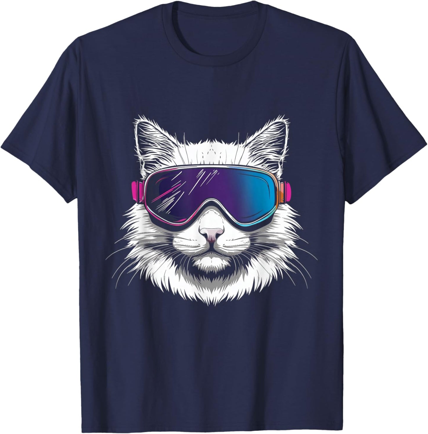 Ski Snowboard Cat Goggles Winter Sports Snowboarder Skiing T-Shirt - T-Shirt | Navy