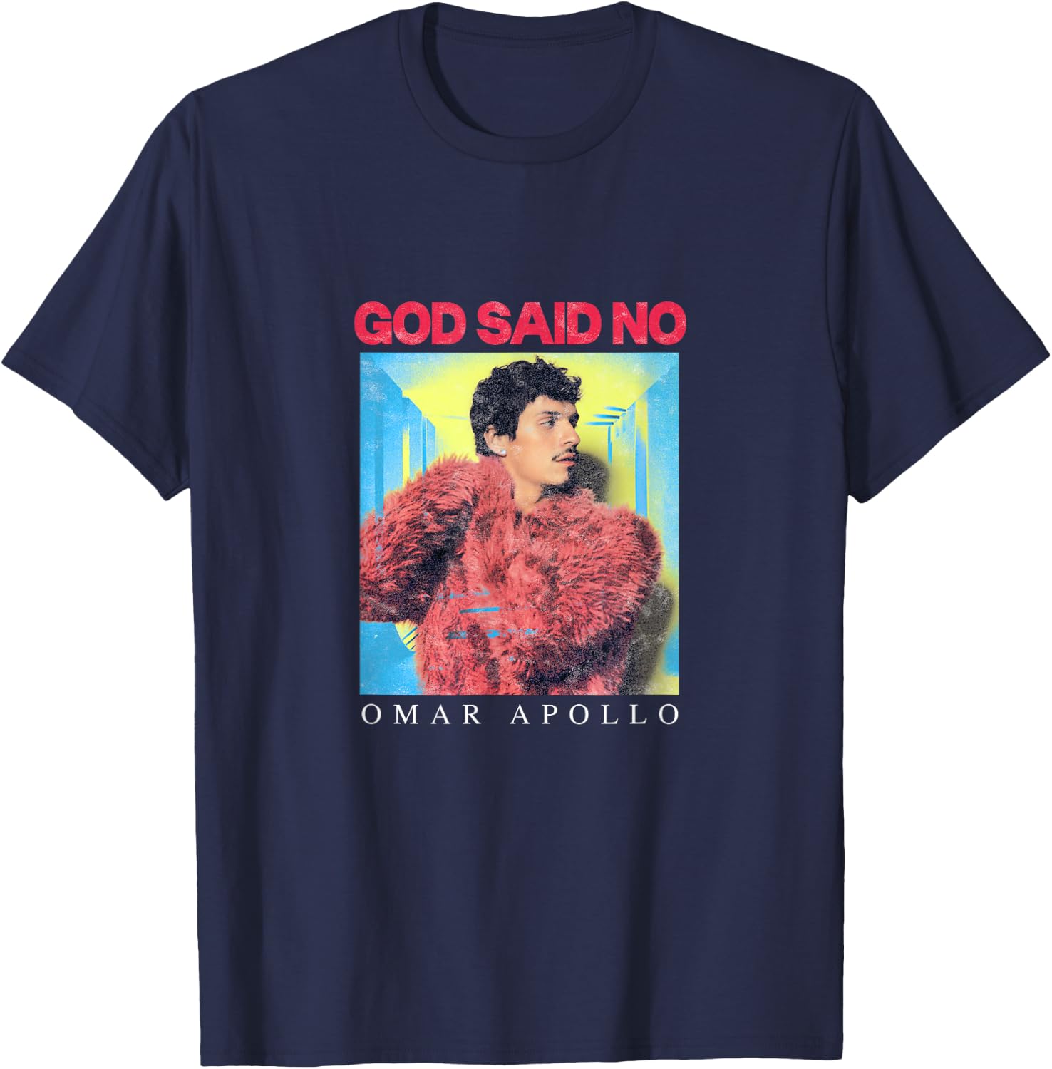 Omar Apollo God Said No Box , Small, Black T-Shirt - T-Shirt | Navy