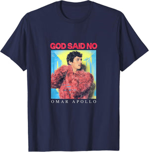 Omar Apollo God Said No Box , Small, Black T-Shirt - T-Shirt | Navy
