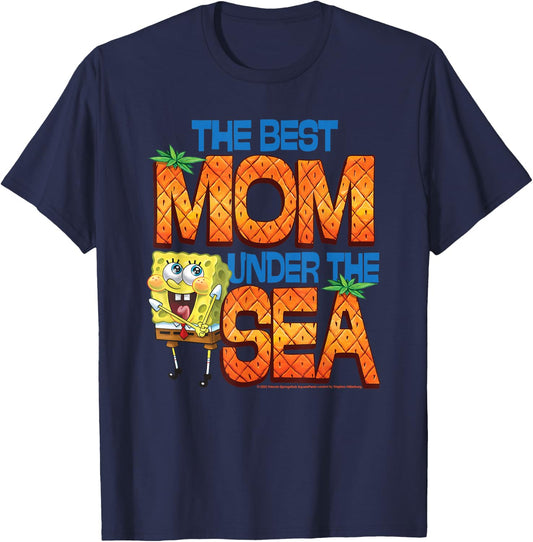 SpongeBob SquarePants Mother's Day Best Mom Under the Sea T-Shirt - T-Shirt | Navy