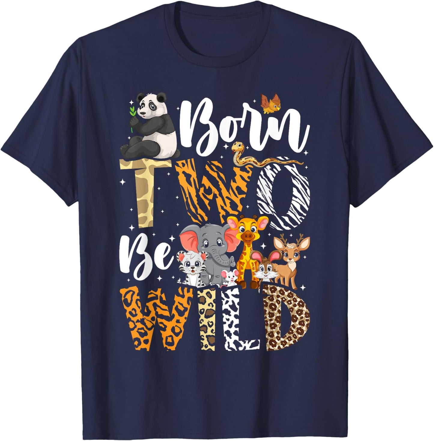 Born 2 Be Wild Birthday Decorations Girl Boy Baby Lion 2nd T-Shirt - T-Shirt | Navy