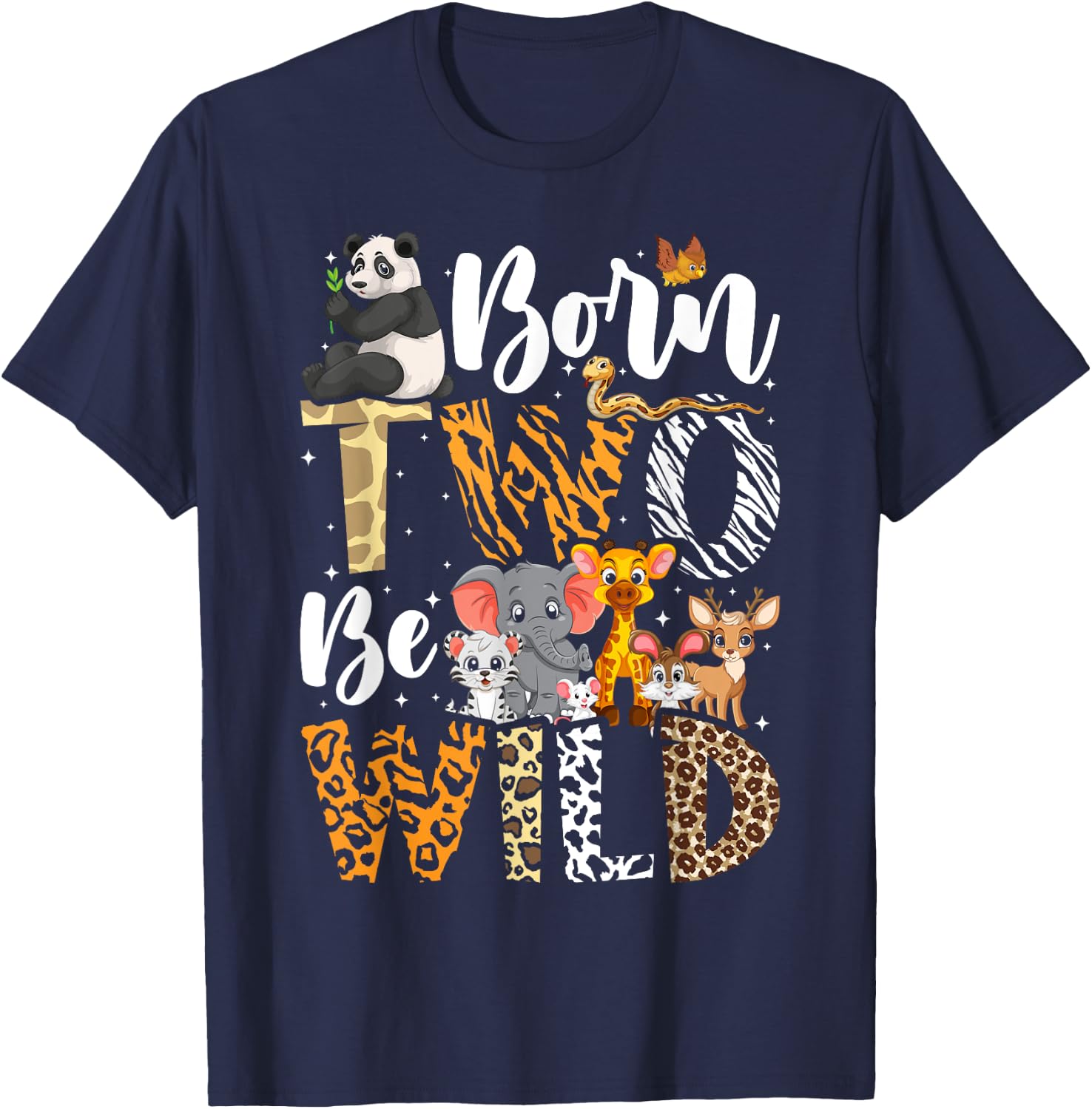 Born 2 Be Wild Birthday Decorations Girl Boy Baby Lion 2nd T-Shirt - T-Shirt | Navy