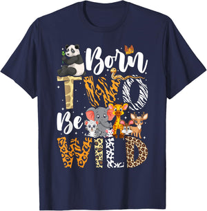Born 2 Be Wild Birthday Decorations Girl Boy Baby Lion 2nd T-Shirt - T-Shirt | Navy
