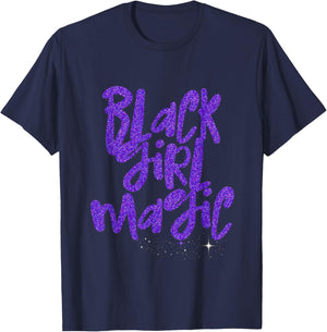 Black Girl Magic Gift Lavender Purple African Queen Melanin T-Shirt - T-Shirt | Navy