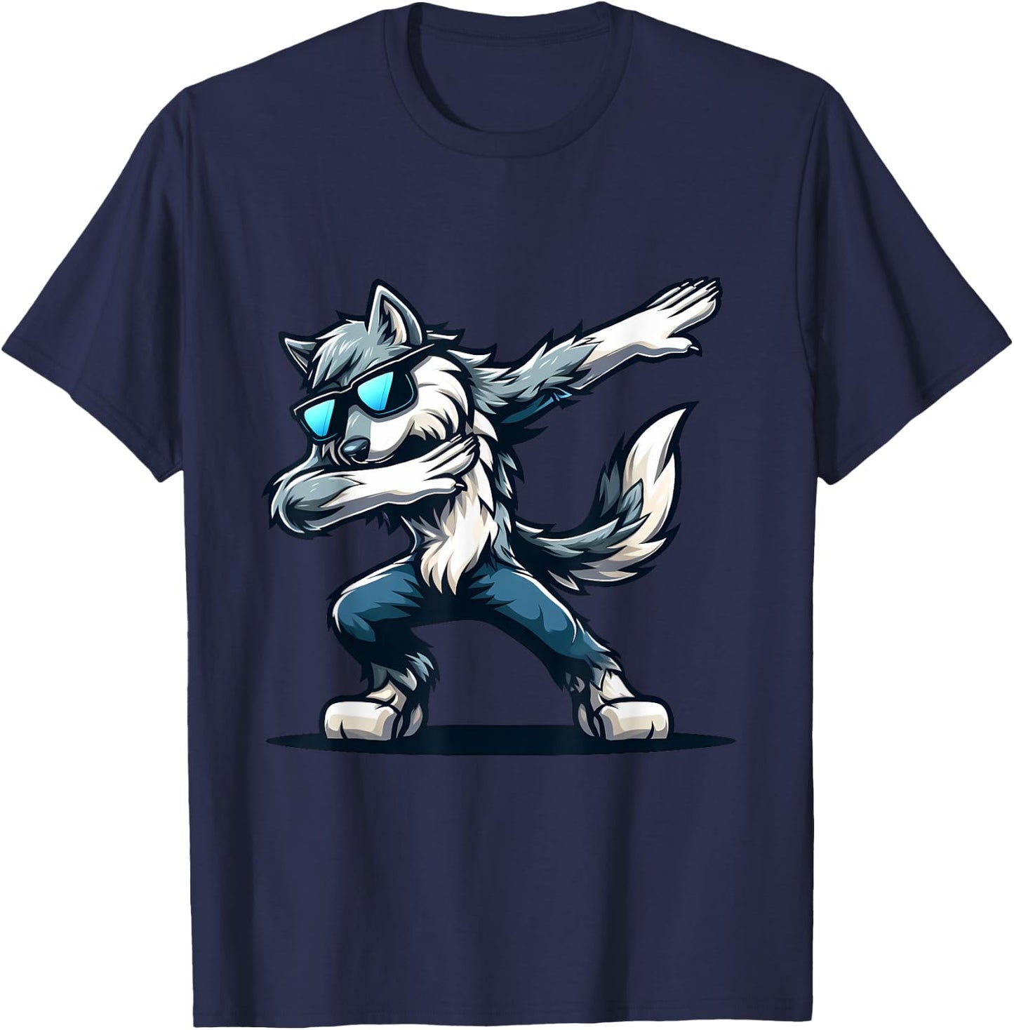 Funny Dab Timber Wolf Dancing Dabbing Wolf T-Shirt - T-Shirt | Navy