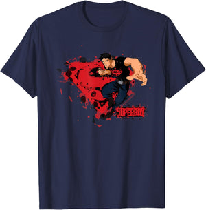 Young Justice Superboy Super Splatter Logo T-Shirt - T-Shirt | Navy