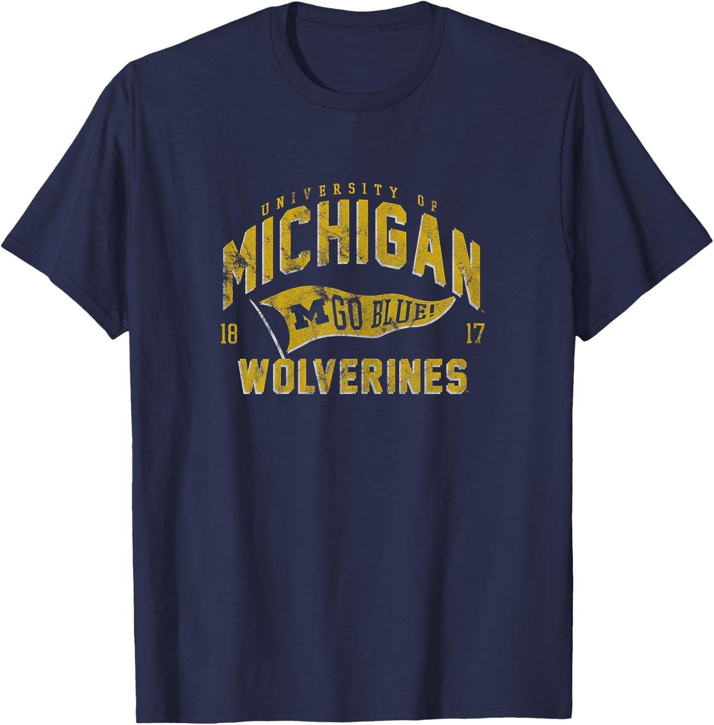University of Michigan Wolverines U of M Spirit Pennant T-Shirt - T-Shirt | Navy