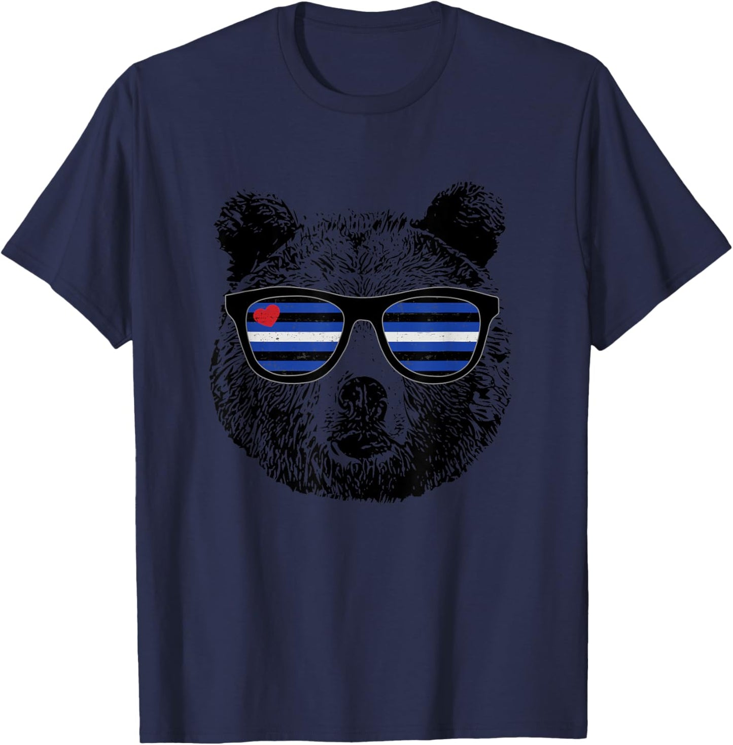 Gay Bear Leather Pride Flag Colors Distressed T-Shirt - T-Shirt | Navy