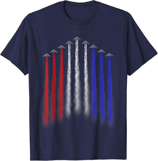American Independence Bomber Jet Patriotic 4th of July T-Shirt - T-Shirt | Navy