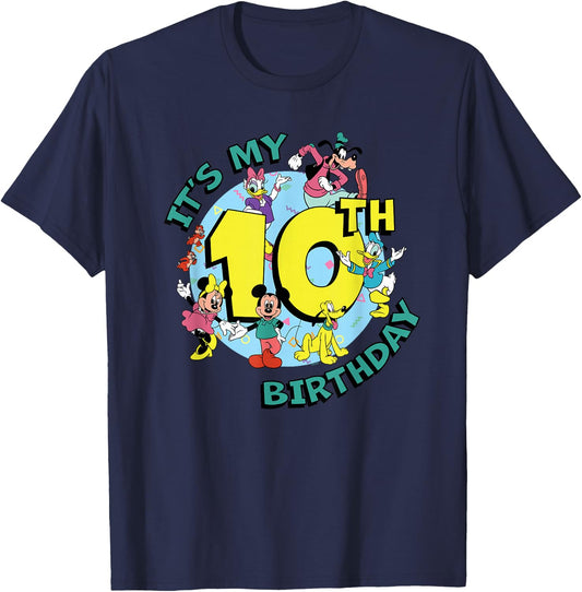Disney Mickey and Friends It's My Tenth 10th Birthday T-Shirt - T-Shirt | Navy
