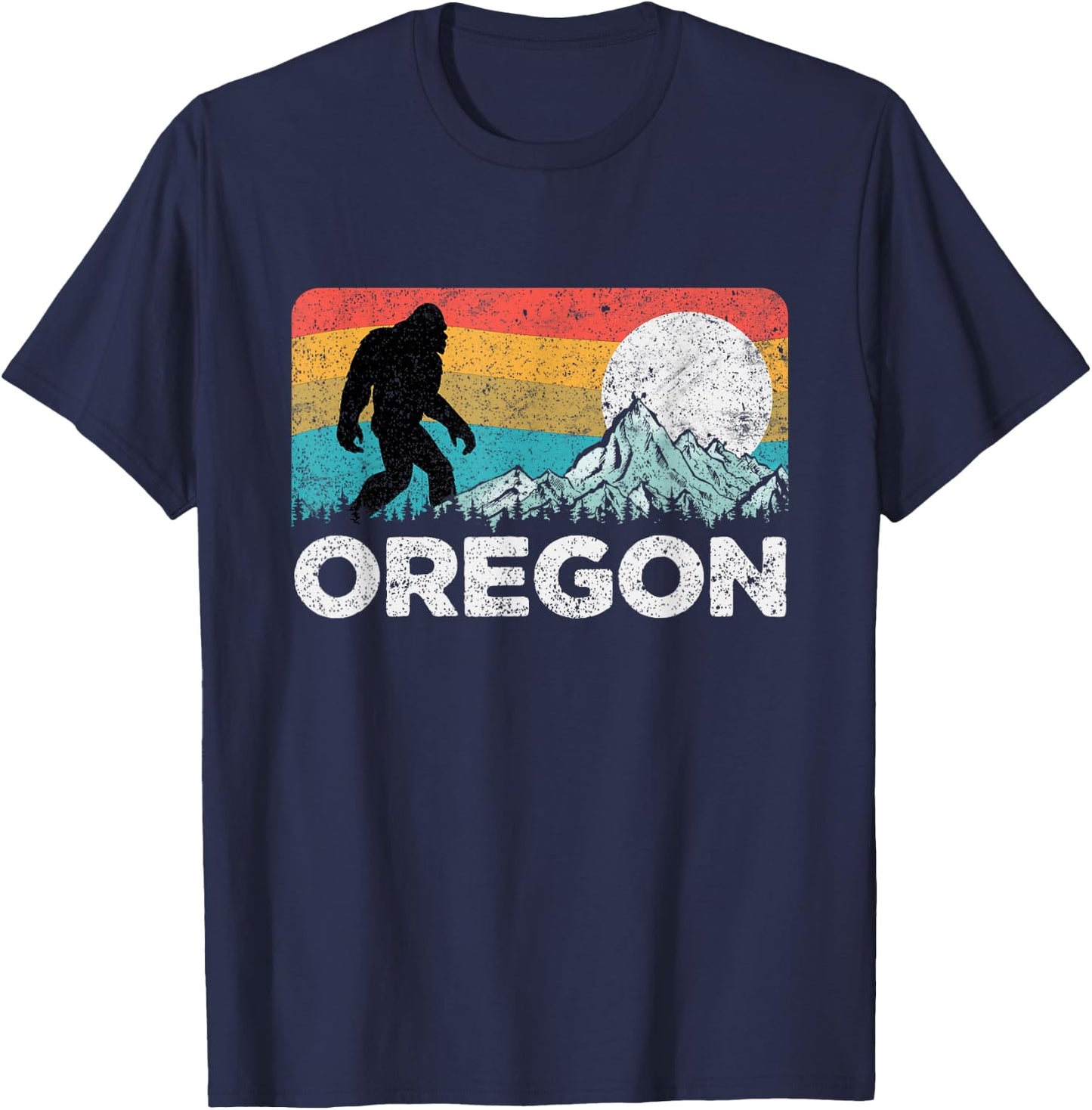 Oregon Pride Bigfoot Mountains 80's Vintage Nature Oregon T-Shirt - T-Shirt | Navy