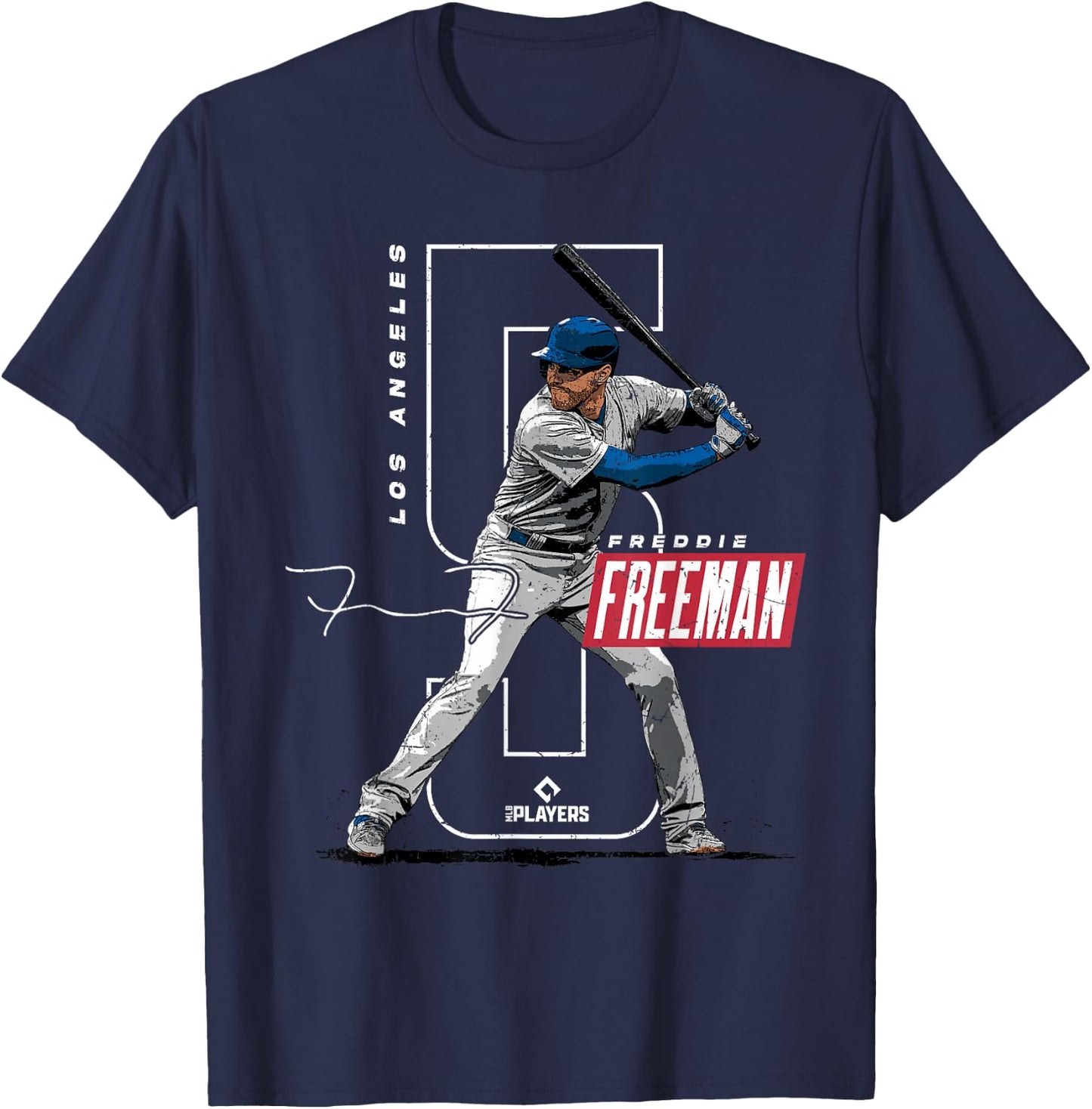 License Champs Freddie Freeman | Los Angeles Baseball Players | MLBFRE3002 , Small, Blue T-Shirt - T-Shirt | Navy