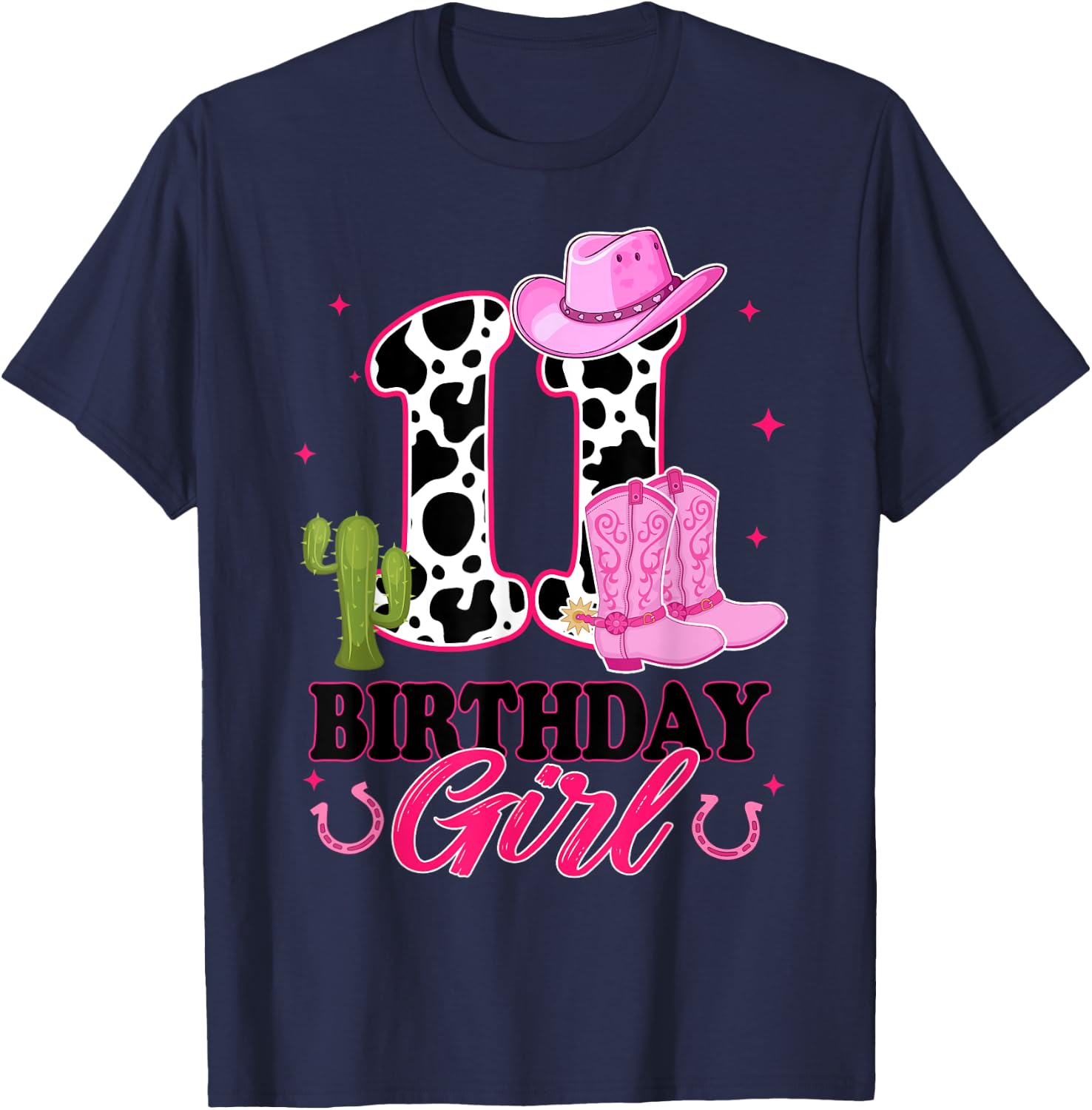 11th Birthday Girl Rodeo Western 11 Year Old Cowgirl T-Shirt - T-Shirt | Navy