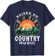 Raised on Country Music Vinyl Vintage Sunset and Mountains T-Shirt - T-Shirt | Navy