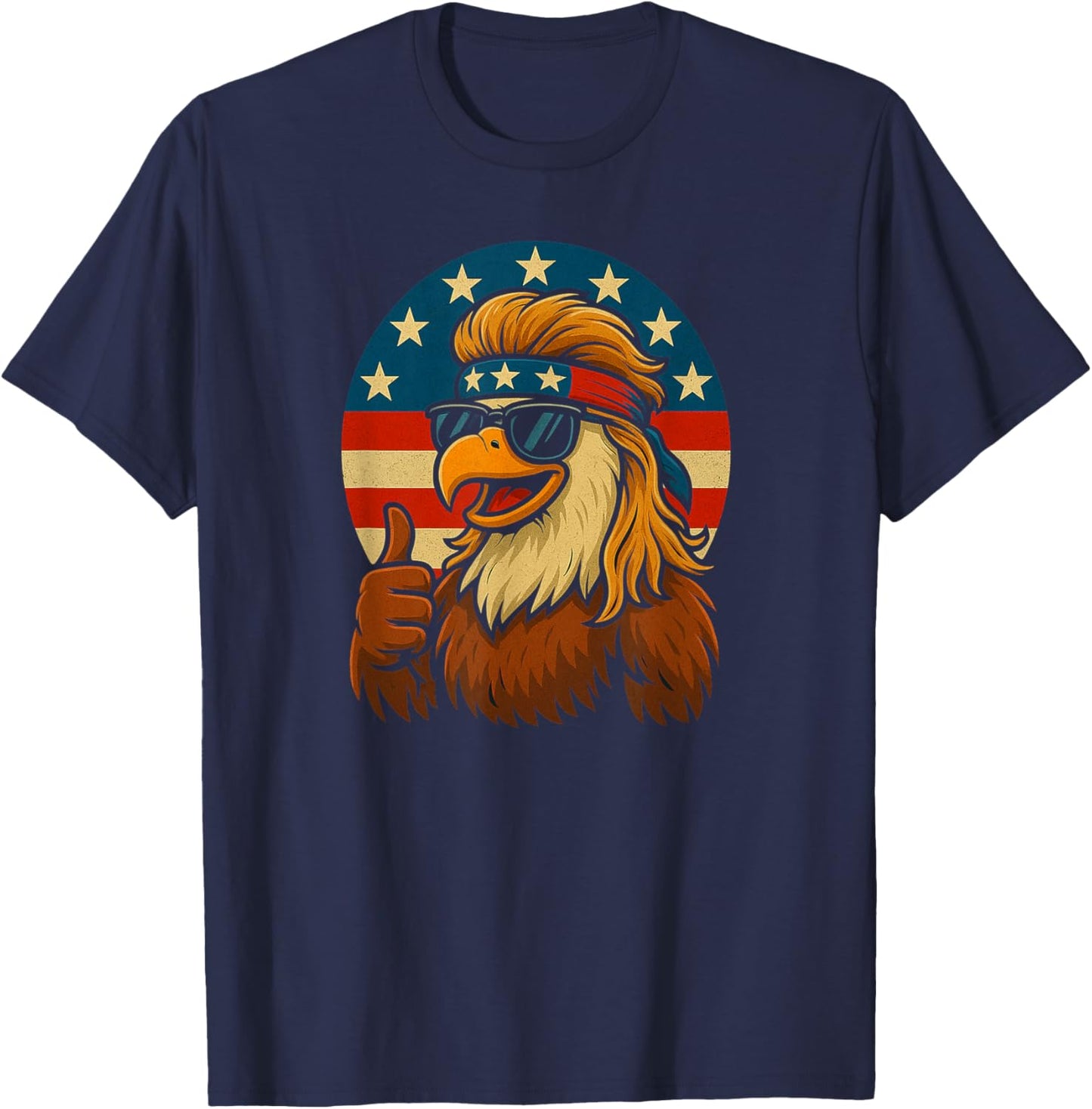 Patriotic Bald Eagle Mullet USA MERICA T-Shirt - T-Shirt | Navy