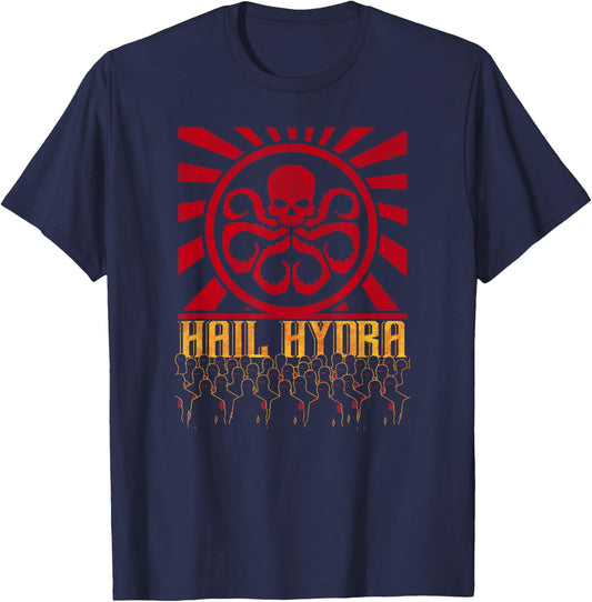 Marvel Comics Hail Hydra Army Propaganda Vintage Poster T-Shirt - T-Shirt | Navy