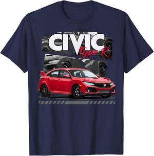 Civic Type R FK8 Japanese Car , Small, Black T-Shirt - T-Shirt | Navy