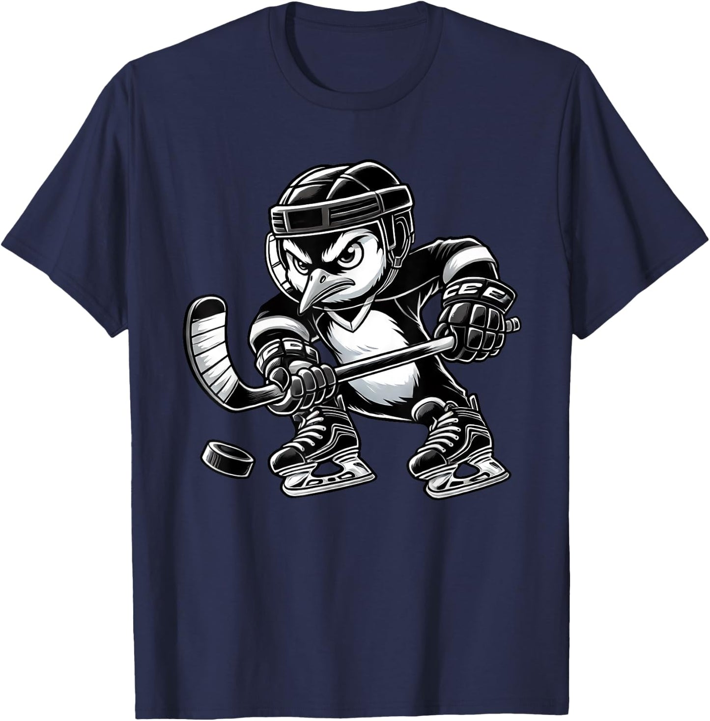 Penguin Hockey Player Team T-Shirt - T-Shirt | Navy