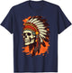Indian Skull Indian Headdress Skull Chief Shirt T-Shirt - T-Shirt | Navy