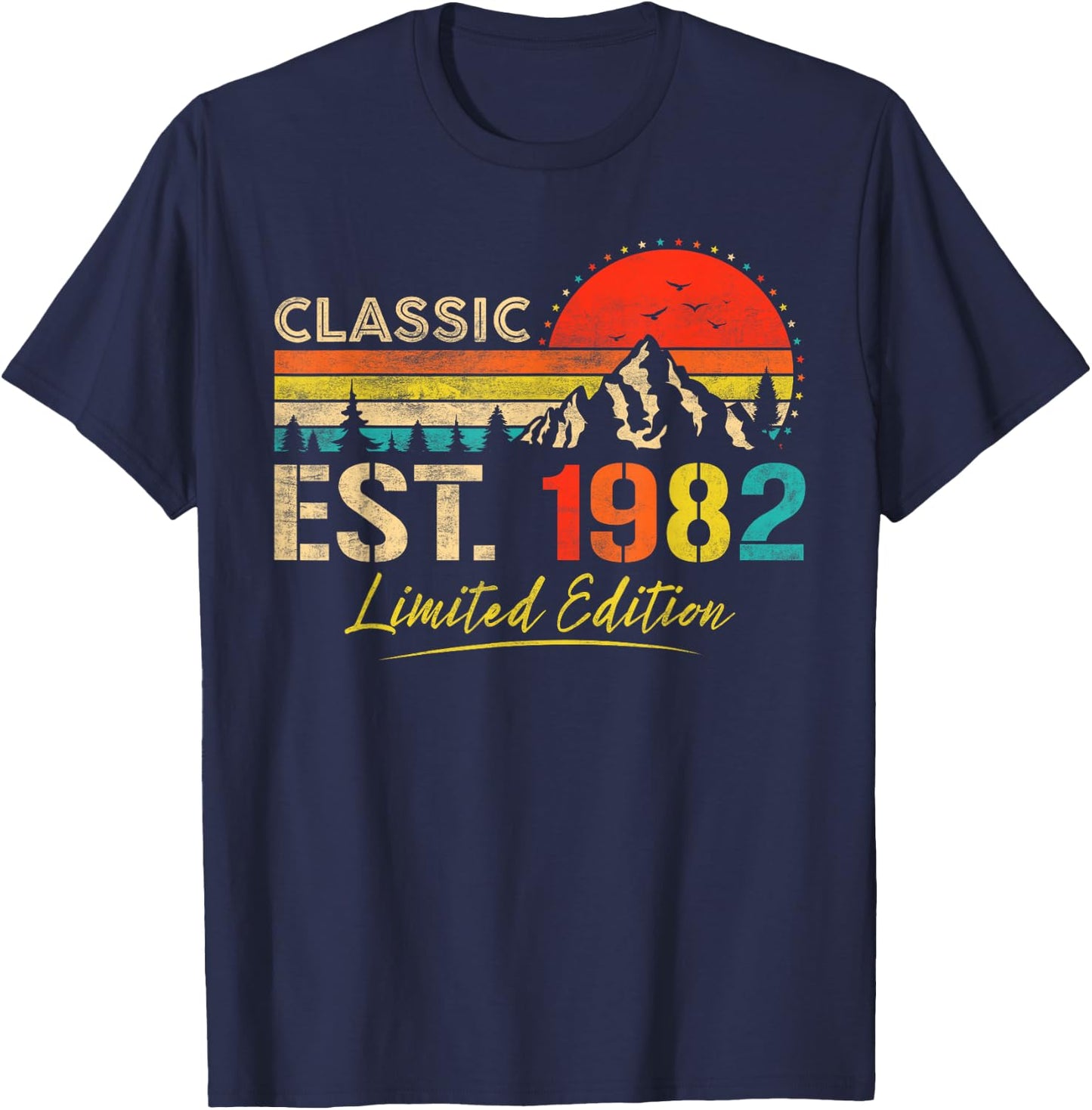 Classic Est 1982 Limited Edition Men Women Vintage Birthday T-Shirt - T-Shirt | Navy